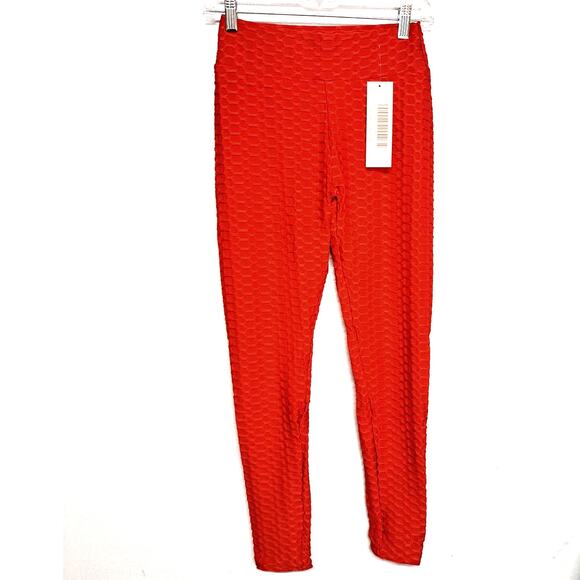 NWT Red Scrunch Butt Honeycomb TikTok Leggings - Size L/XL - Trendy & Comfy - Picture 7 of 7
